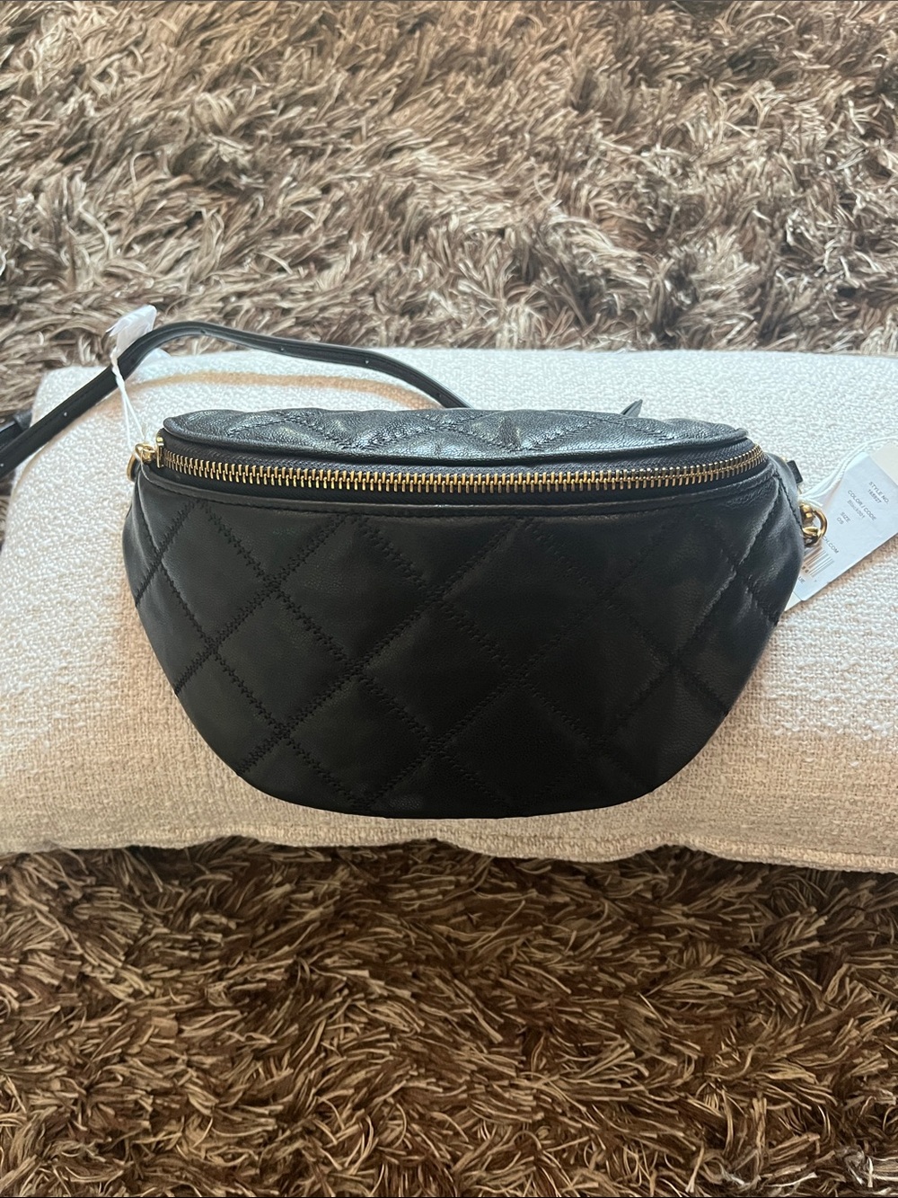Tory Burch Black Quilted Leather Crossbody/Belt Bag with Gold Hardware